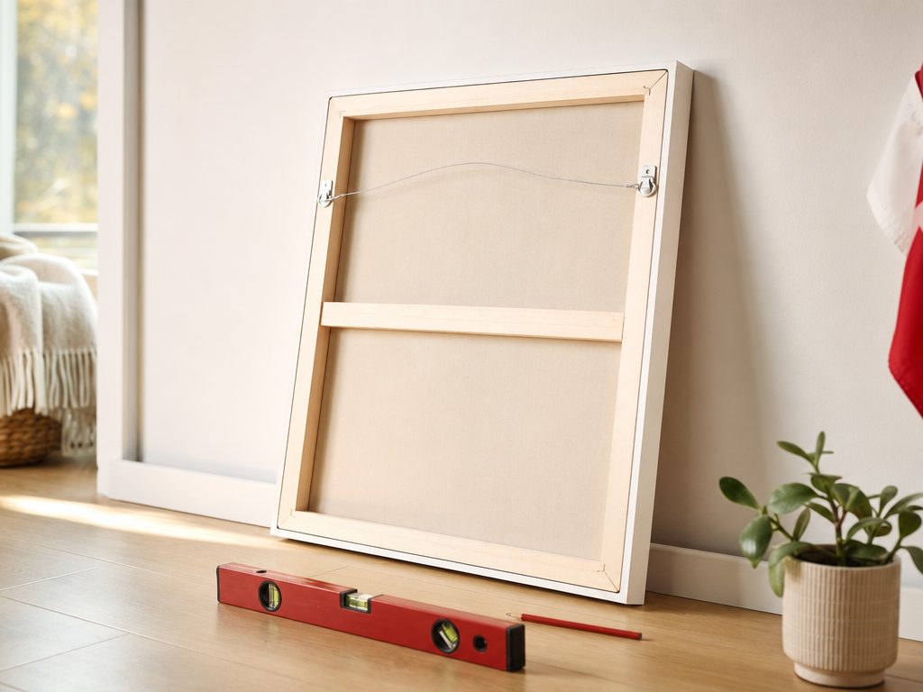 Wall art correctly sized to fill the space above a sofa